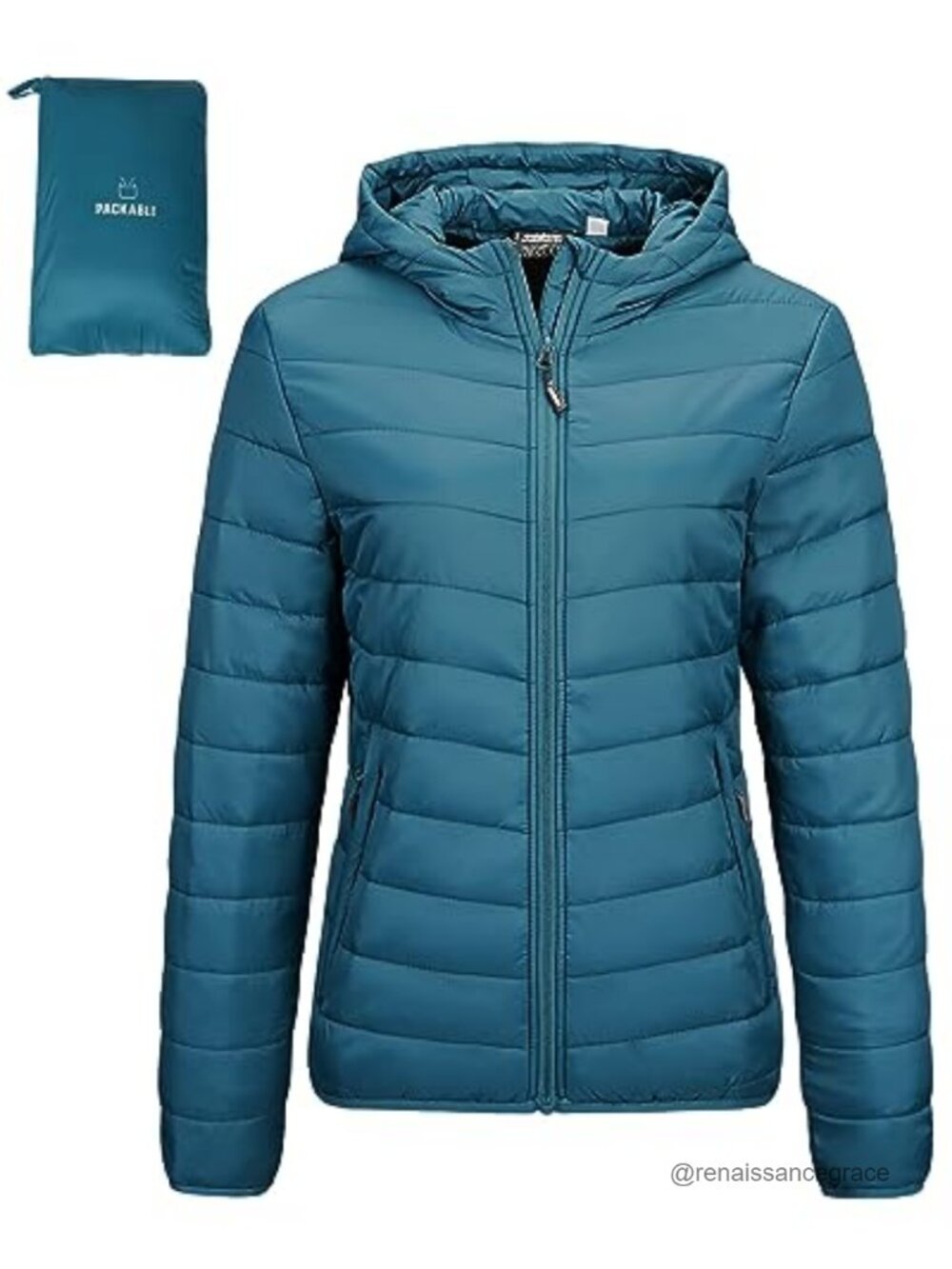 Women's Packable Lightweight Puffer Jacket Hooded Water Resistant